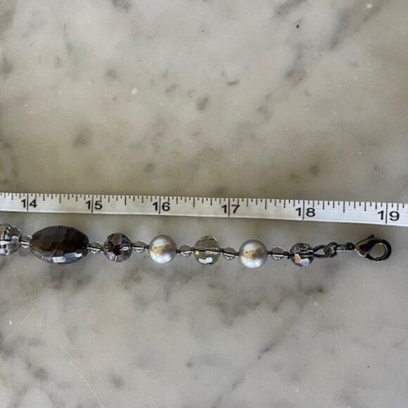 TALBOTS Smoky Gray Silver Beaded 19" Necklace - Picture 13 of 15